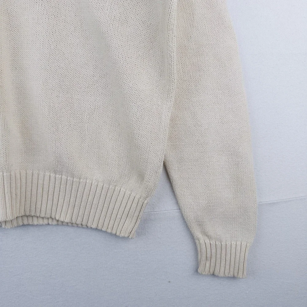90's Vtg Polo Ralph Lauren Knit Sweater Mens XL Cream Beige Pima Cotton Crewneck